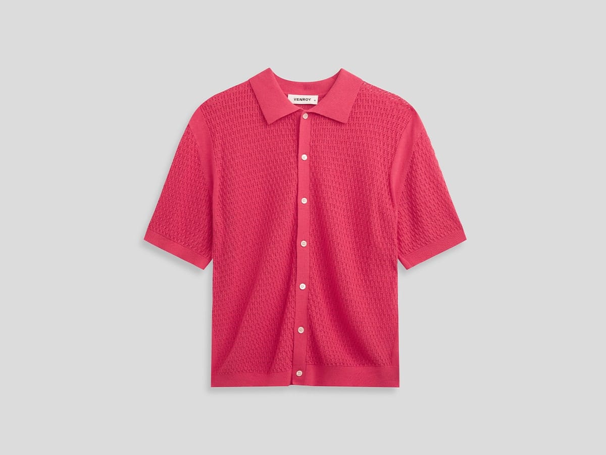 Crochet Border Shirt-Azalea Pink