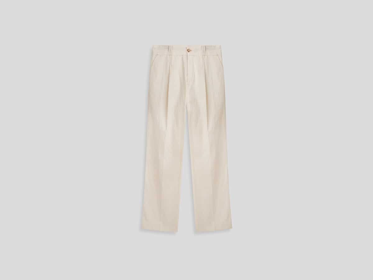 Raw Edge Pleated Trouser Natural | Image: Venroy