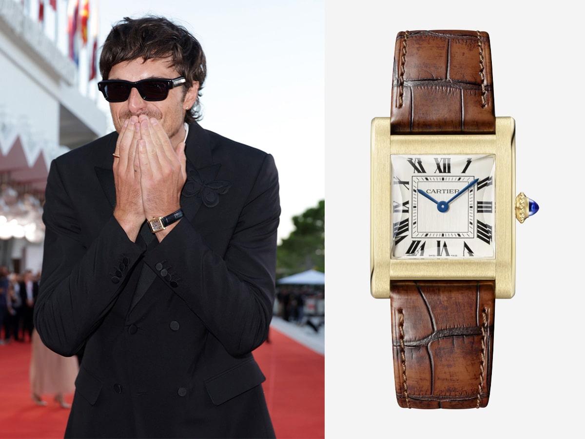 Jacob Elordi wearing a Cartier Tank at the premiere of Venice Film Festival 'Priscilla' | Image: Getty Images