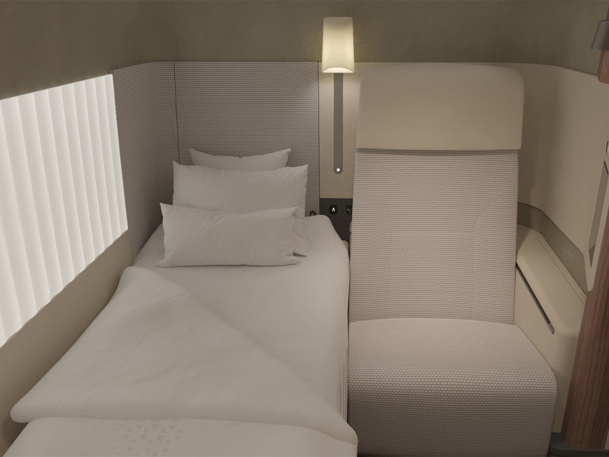 Qantas a350 first class lay flat bed