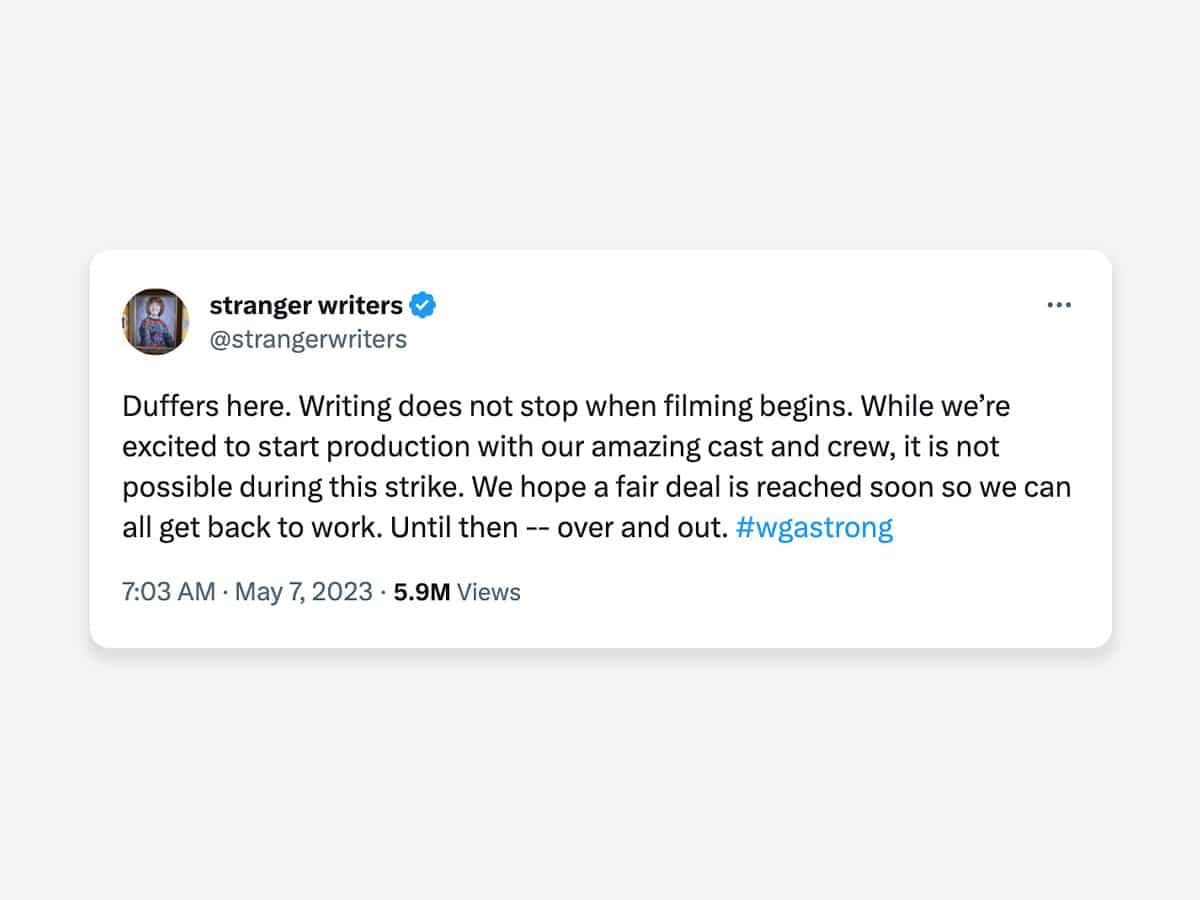 Tweet from 'Stranger Things' creators the Duffers | Image: X