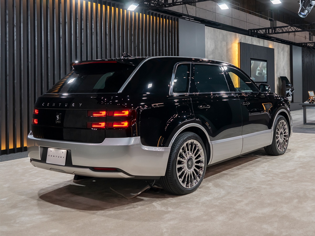 Toyota century suv rear three quarter view in black