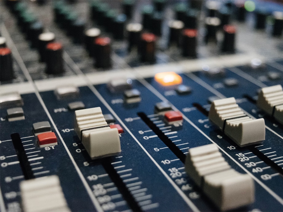 Close up of sound system control panel