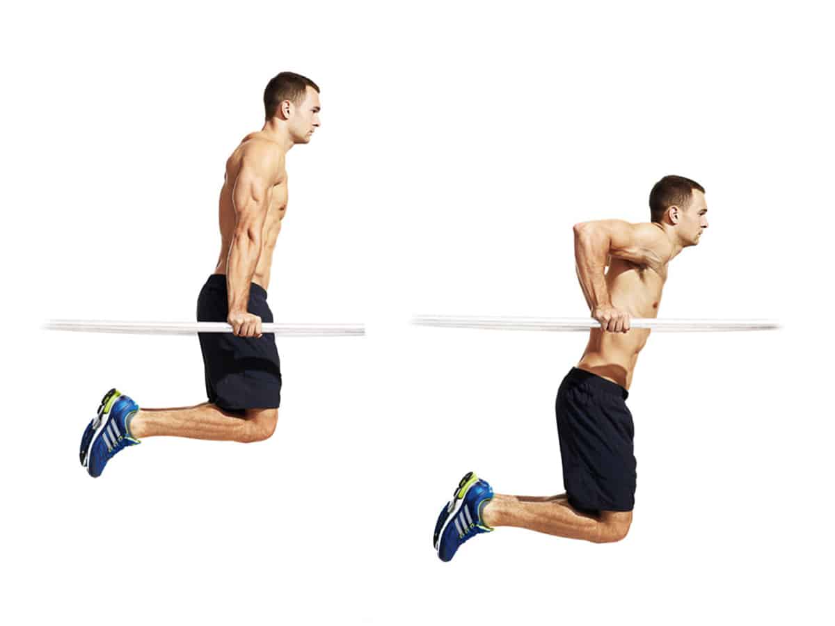 Man doing dips exercise