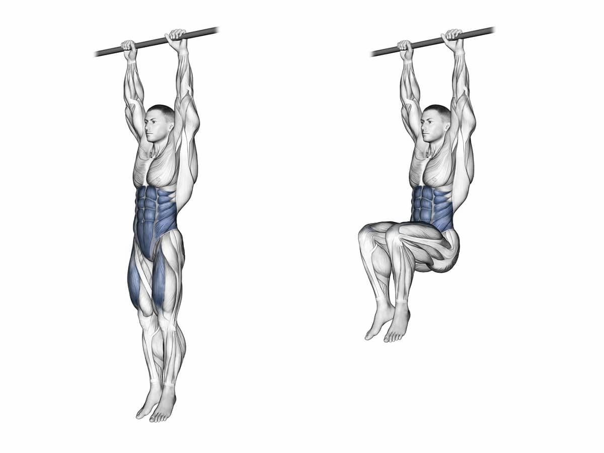 Man doing a Hanging Leg Raise core exercise
