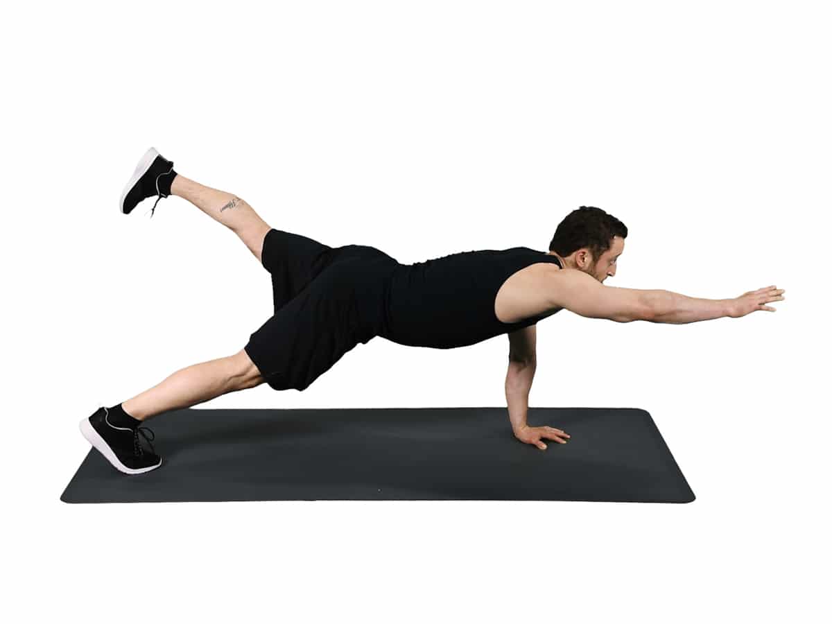 Man doing a Three-Point Plank core exercise
