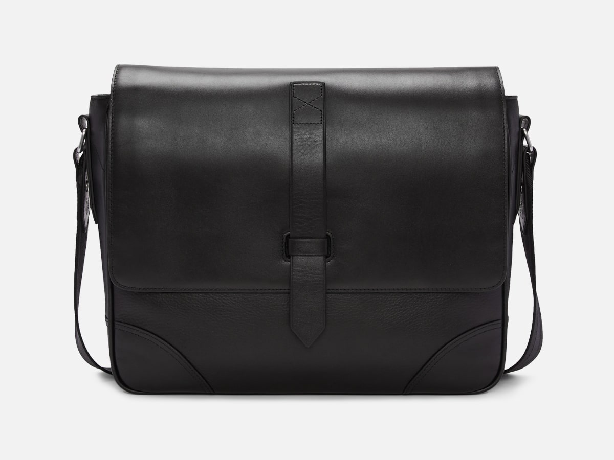 Product image of black R.M. Williams Messenger Bag against a plain white background