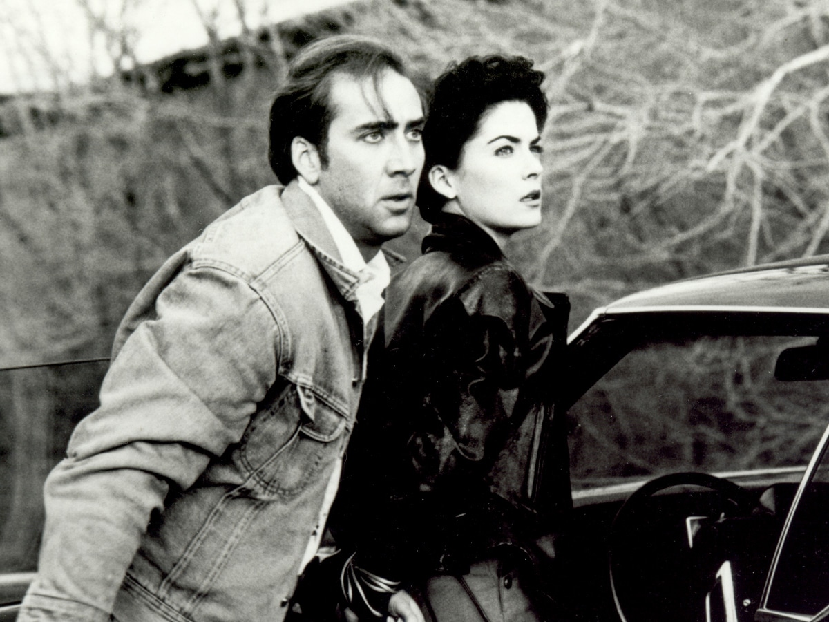 Nicolas Cage arresting Lara Flynn Boyle and escorting her inside a car