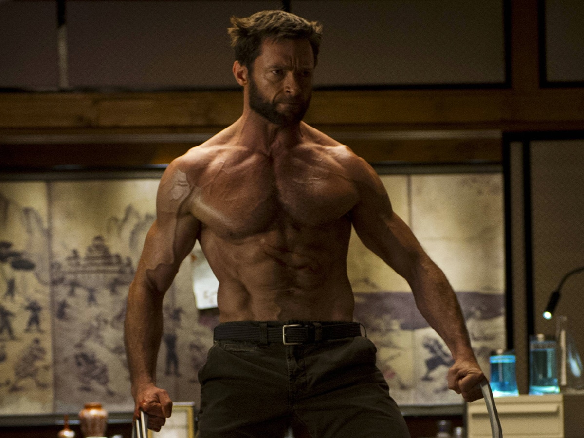 Shirtless Hugh Jackman as Wolverine