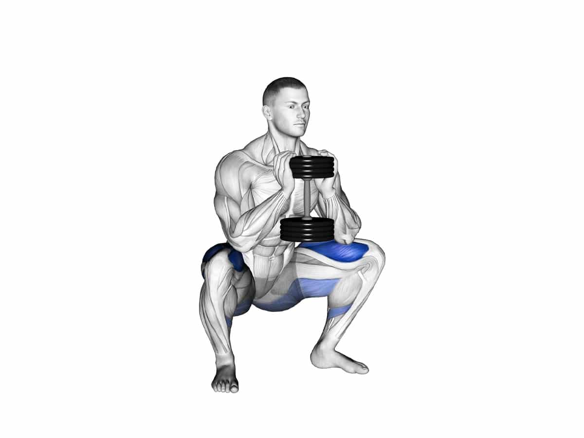 Figure illustration of a man doing goblet squat