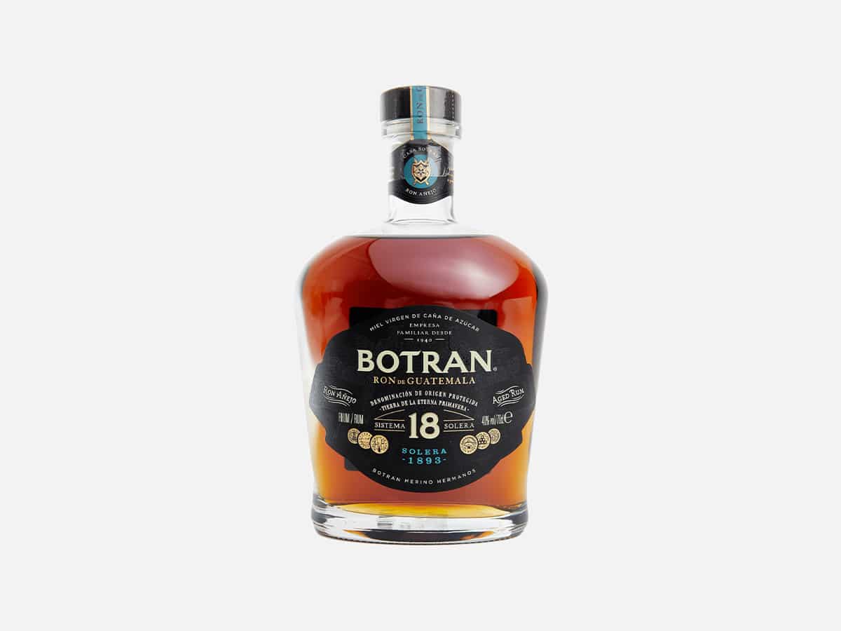 Product image of Botran 18 Year Old Solera 1893 Dark Rum with a plain white background