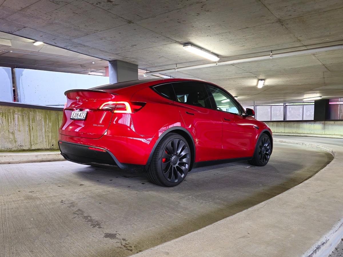 2023 tesla model y performance on ramp from behind