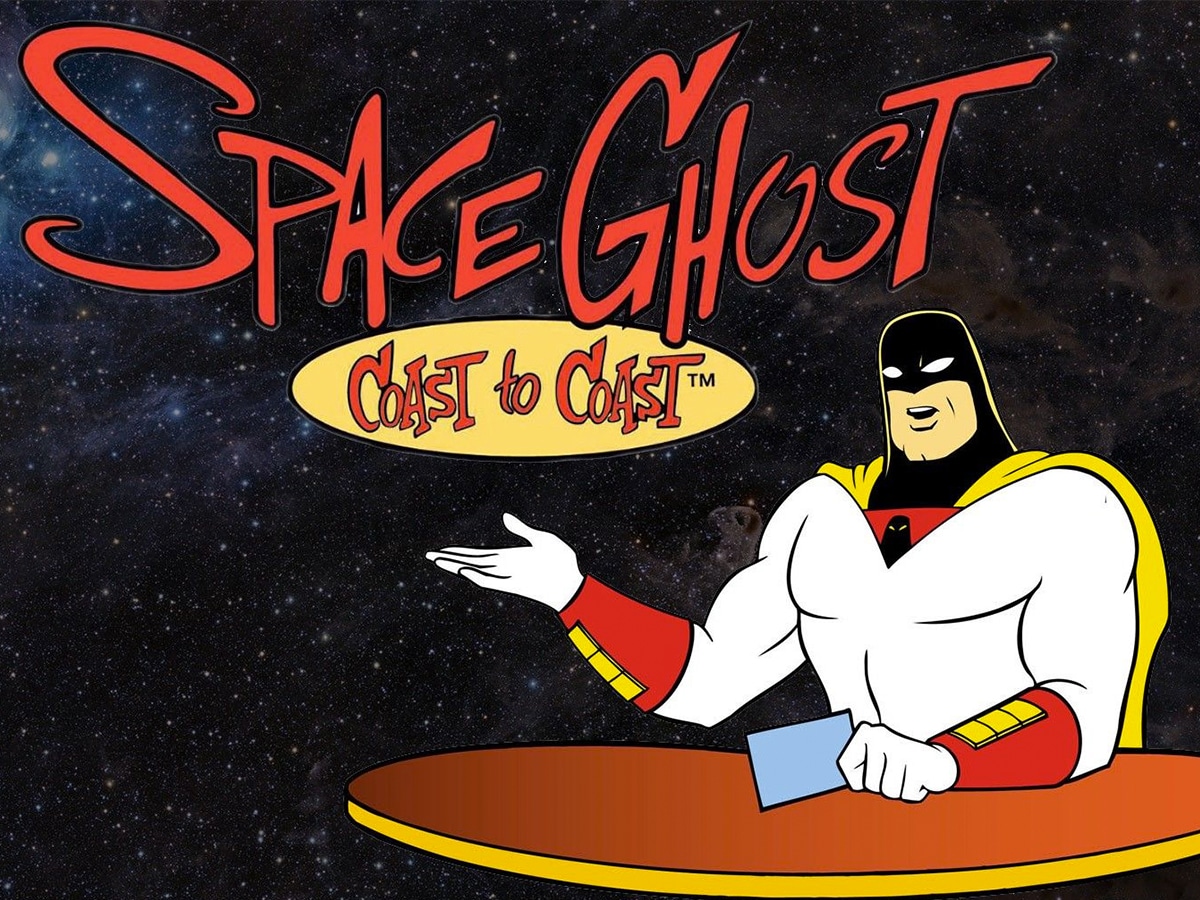Space Ghost hosting a late-night talk show called Space Ghost Coast to Coast