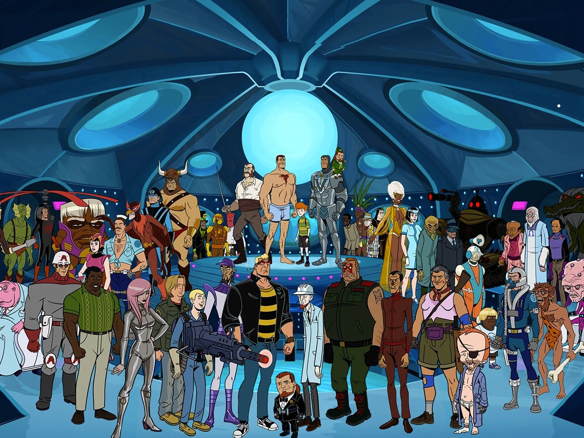 Multiple characters of The Venture Bros in space