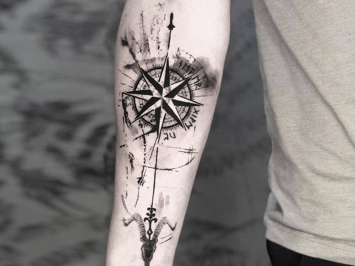 100 Awesome Compass Tattoo Designs, Art and Design