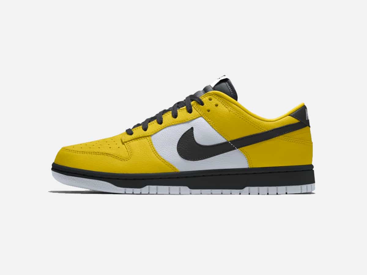 Product image of Kill Bill Nike Dunk Low sneakers with plain white background