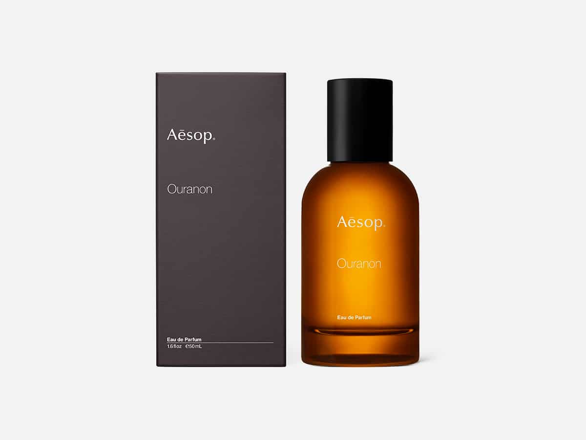 Product image of Aesop Ouranon Eau de Parfum bottle and packaging with plain white background