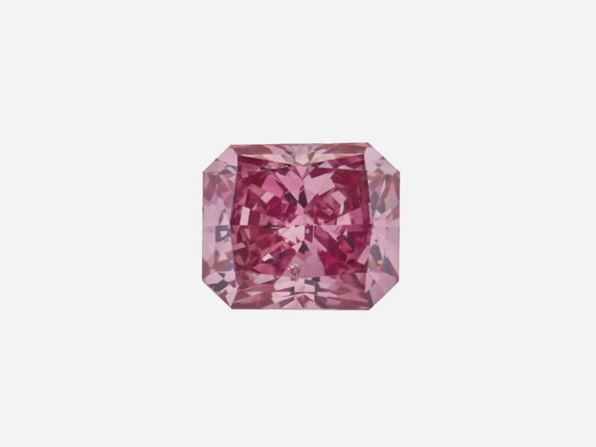 Product image of large pink diamond with plain white background