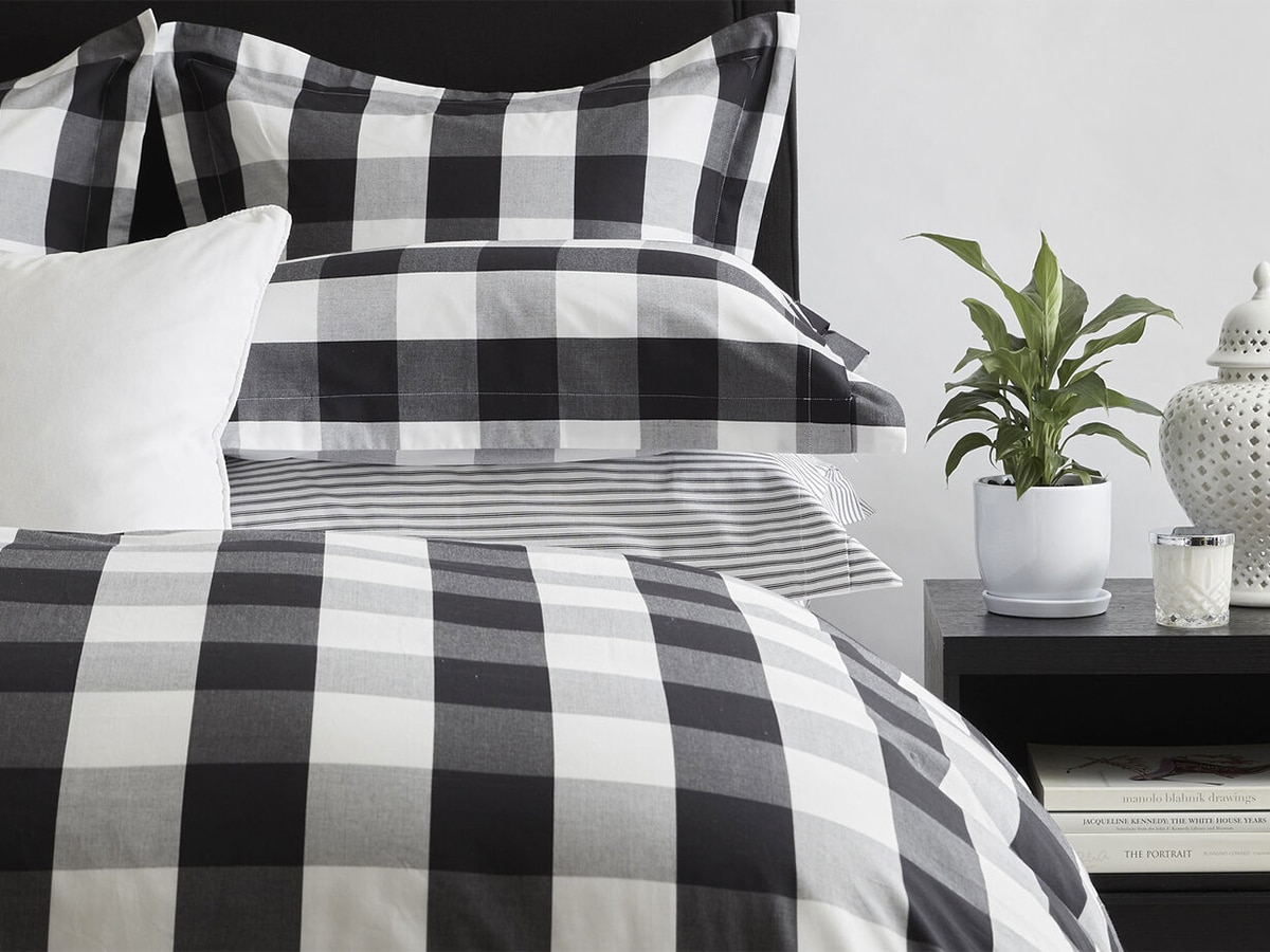 Blanche Rose Stanford Collection black, white, and grey luxury bedding