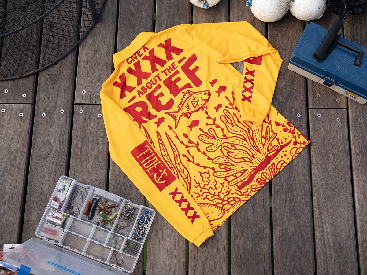 Xxxx reels in fishing shirt that helps save the great barrier reef