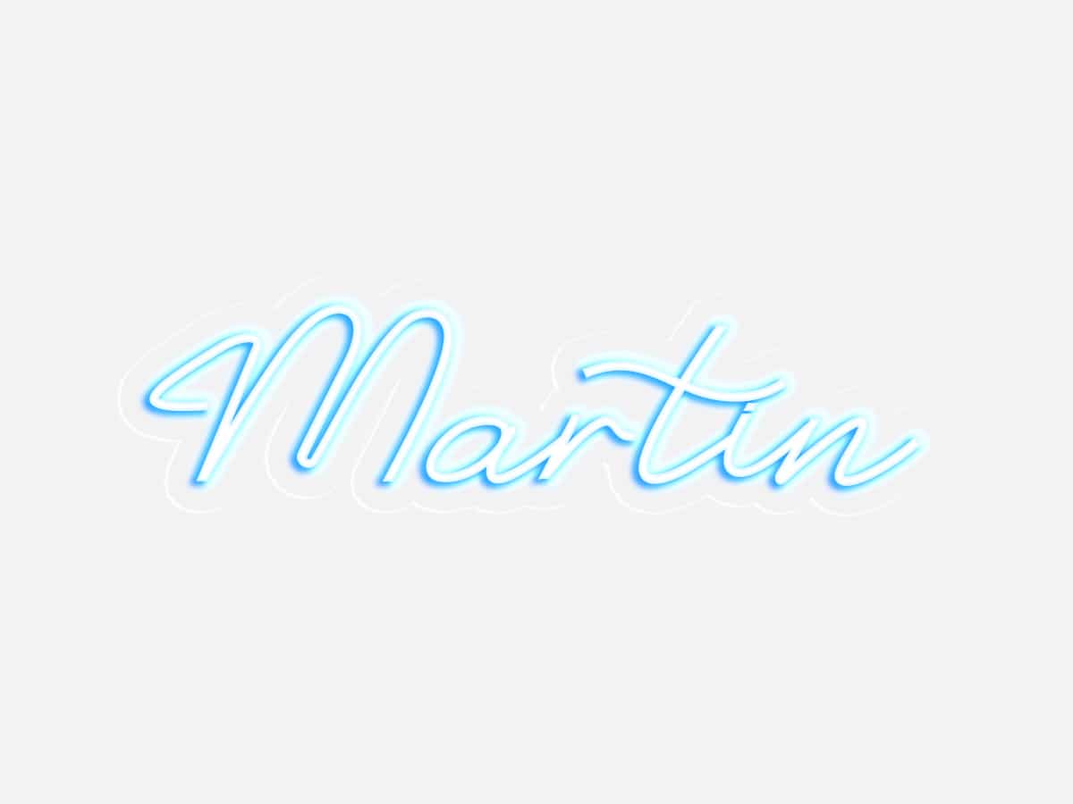 Product image of custom neon sign name 'Martin'