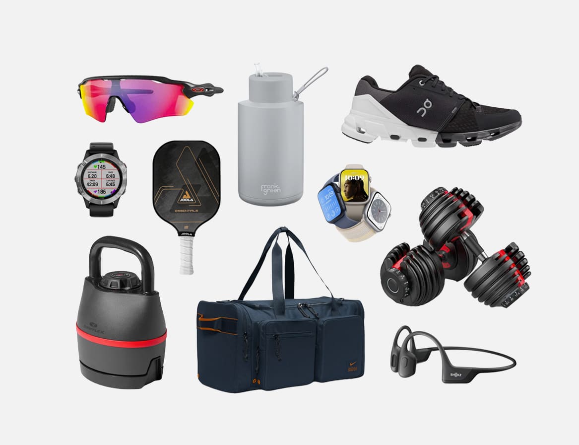 Multiple product images of fitness gifts