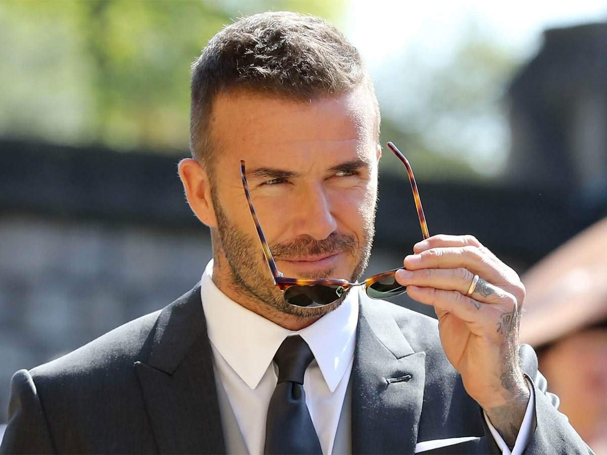 Close up of David Beckham with Crop 0.5 Fade Back and Sides haircut