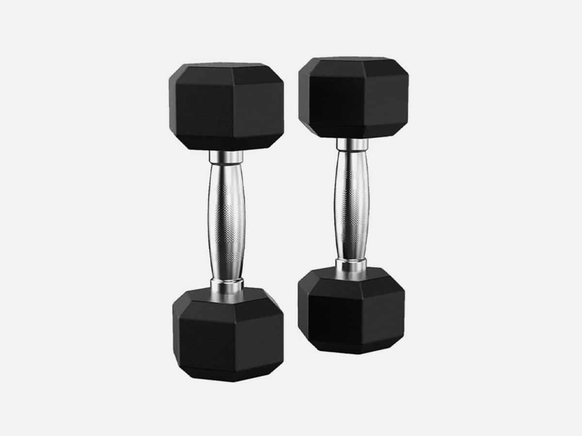 Product image of Therasoon Set of Heavy Rubber Dumbbells with plain white background