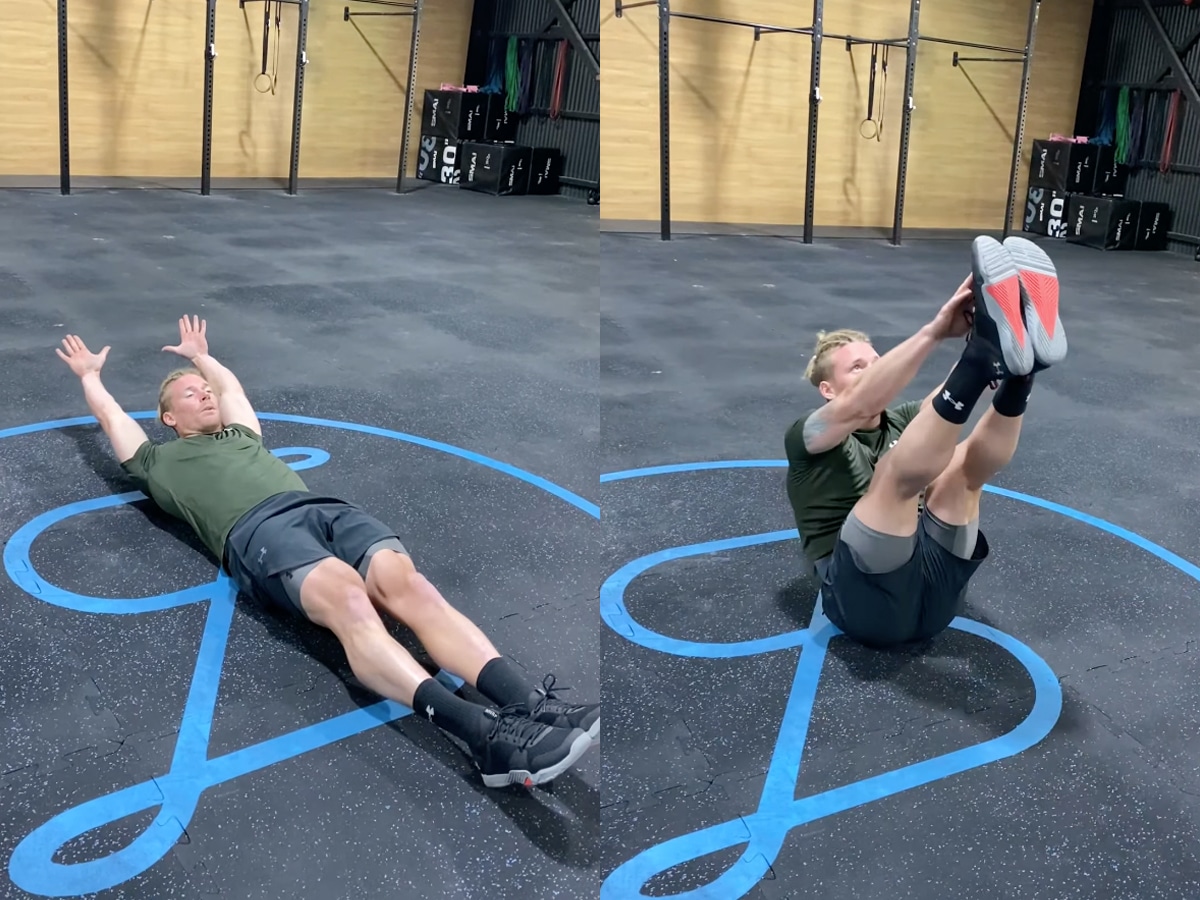 James Newbury doing v-snaps workout