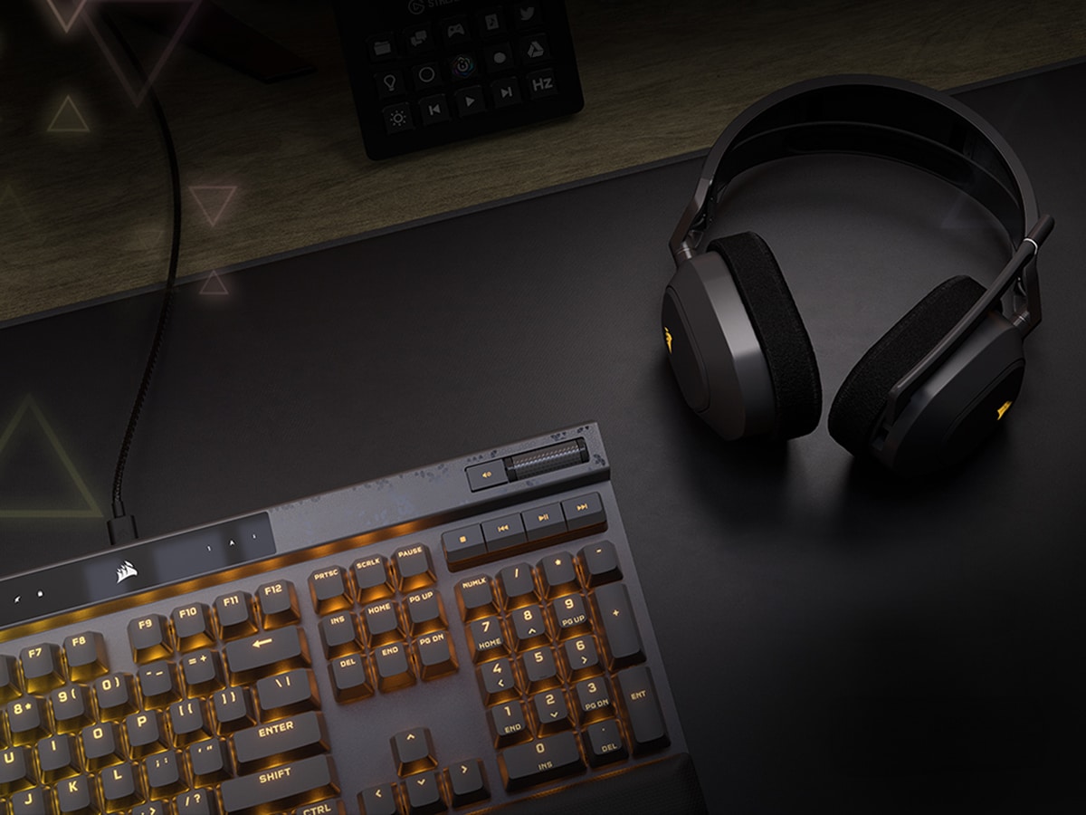 Corsair gaming keyboard and headset 1200x900