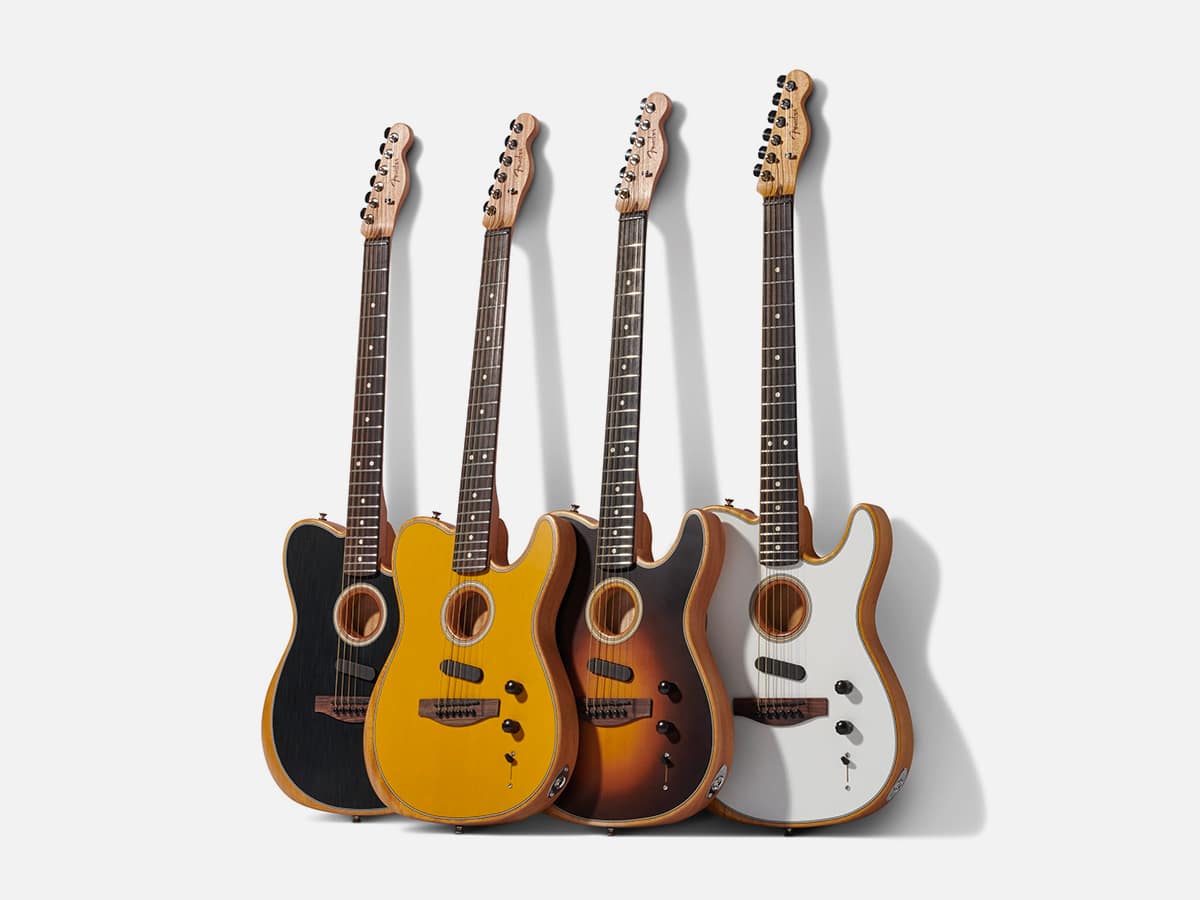 Four Fender Acoustasonic Player Telecaster guitars 