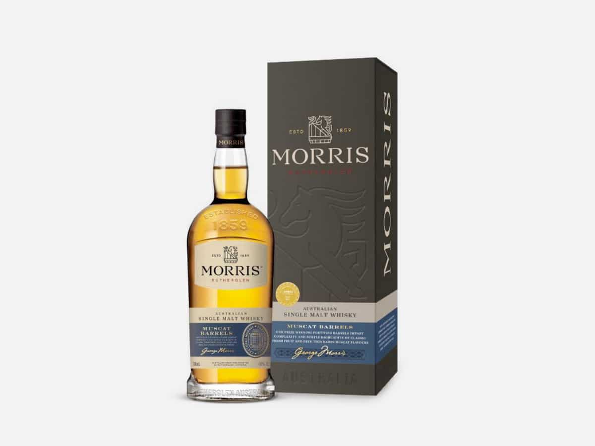 Morris Australian Single Malt Muscat Barrel Whisky bottle and box packaging