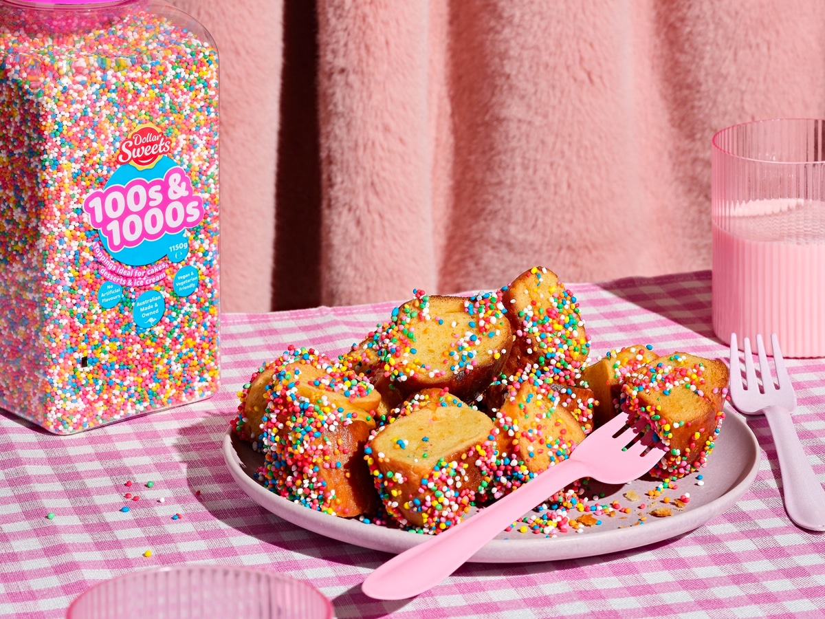 Star athletes take on 1kg fairy bread donut to raise funds for foster kids