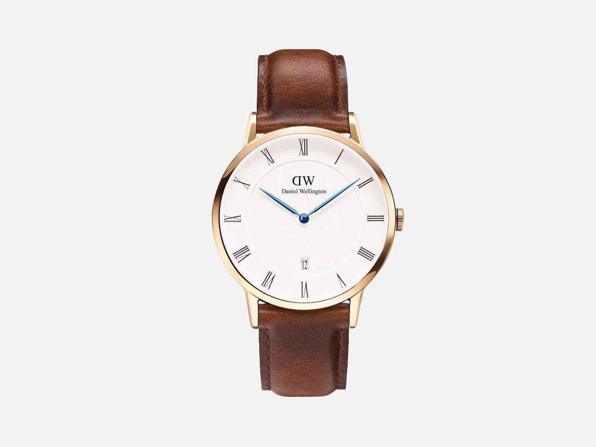 Product image of CDapper Durham 36 Rose Gold White watch with plain white background