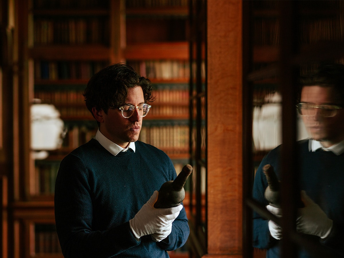 The Whisky Auctioneer Head Curator and Spirits Specialist, Joe Wilson, inspecting the Blair Castle whisky discovery | Image: The Whisky Auctioneer