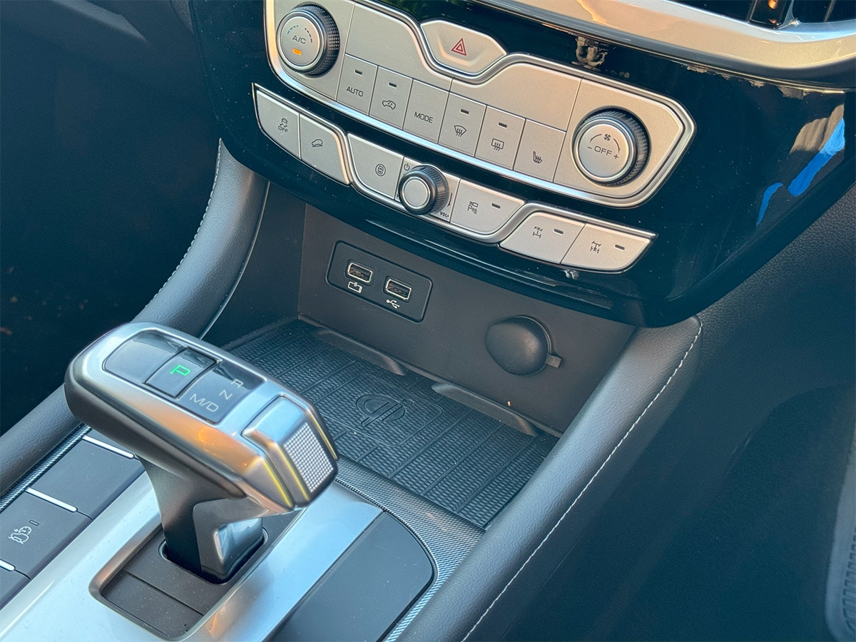 Climate controls and gear selector