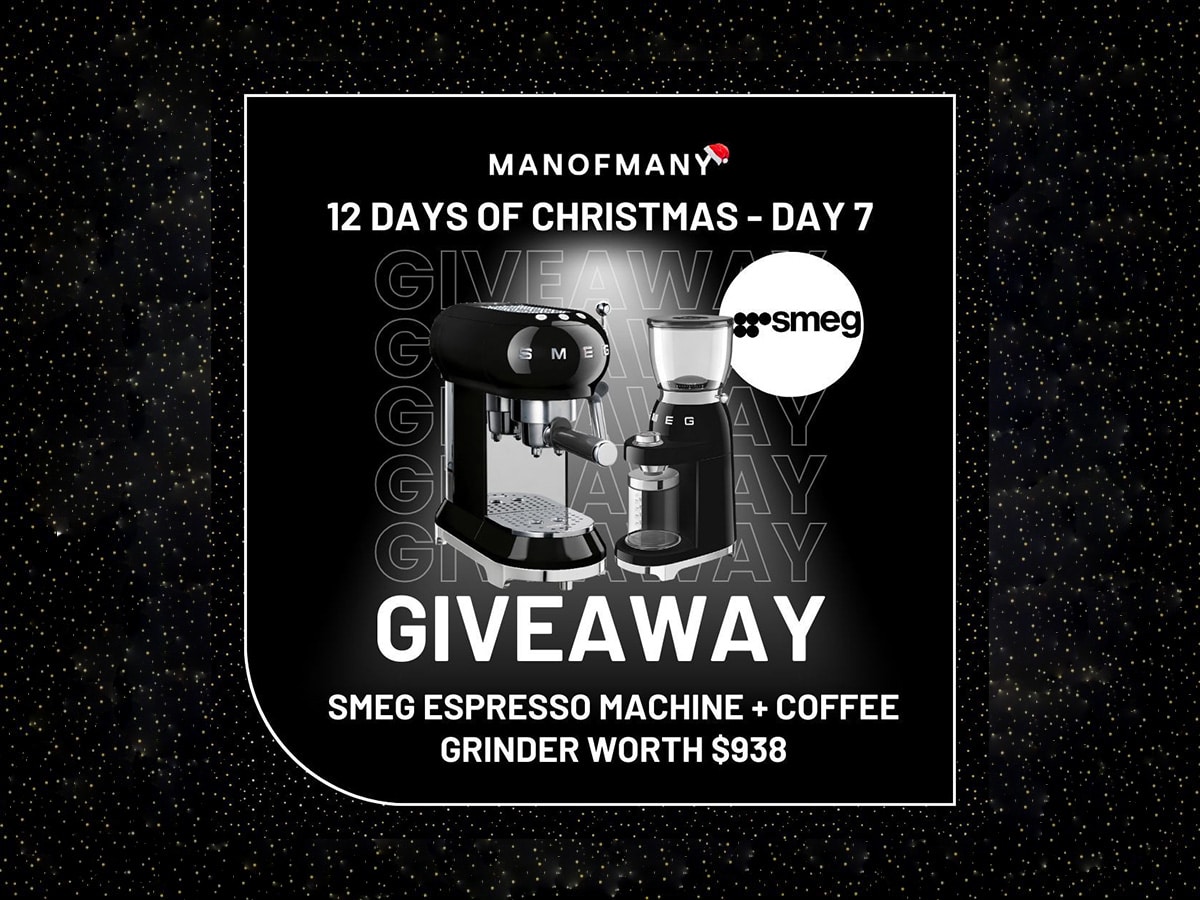 Man of Many 12 days of Christmas giveaways DDay 7: SMEG Espresso Machine + Coffee Grinder | Image: Man of Many