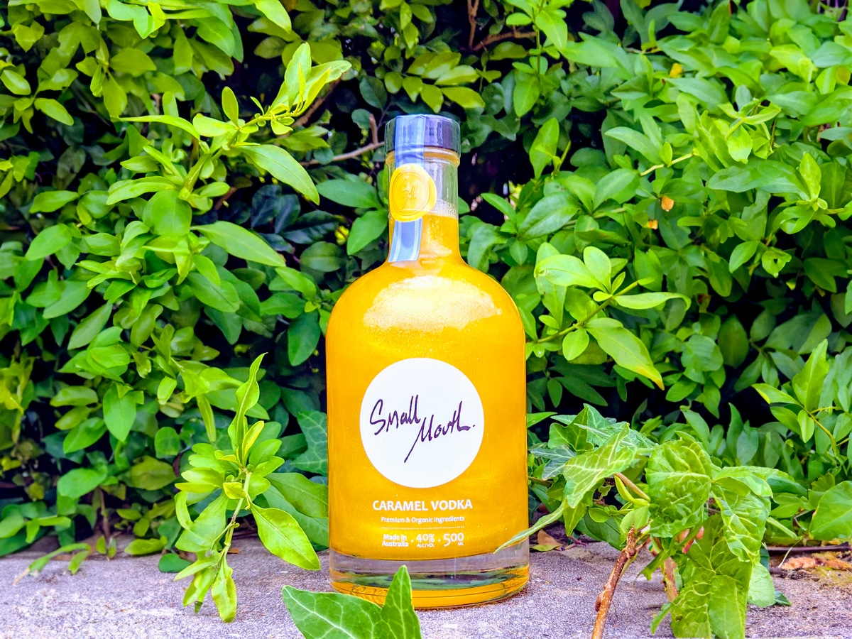 Shimmering caramel vodka by small mouth