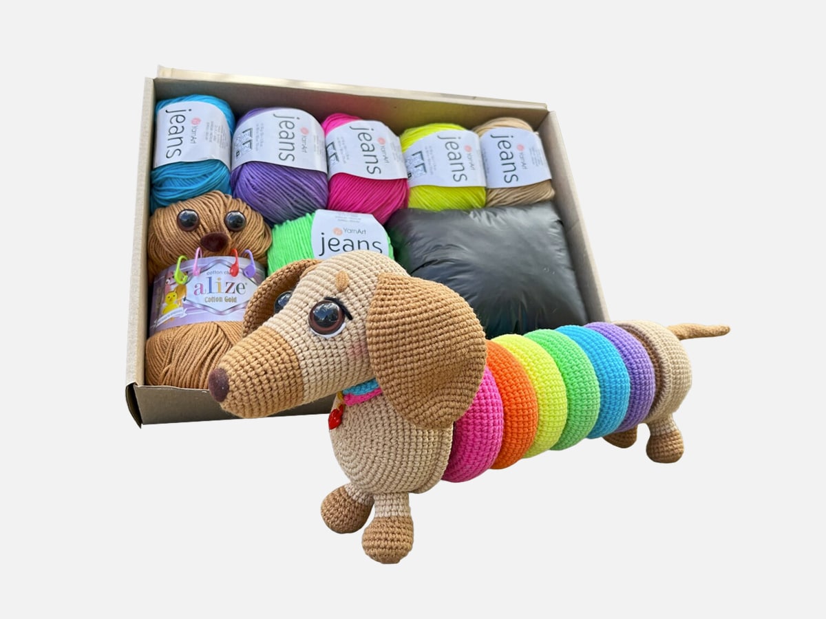Stacked crochet dog stuff toy