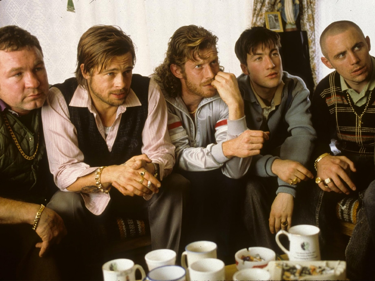 Brad Pitt, Jason Flemyng, Michael Hughes, and Liam McMahon in ‘Snatch’