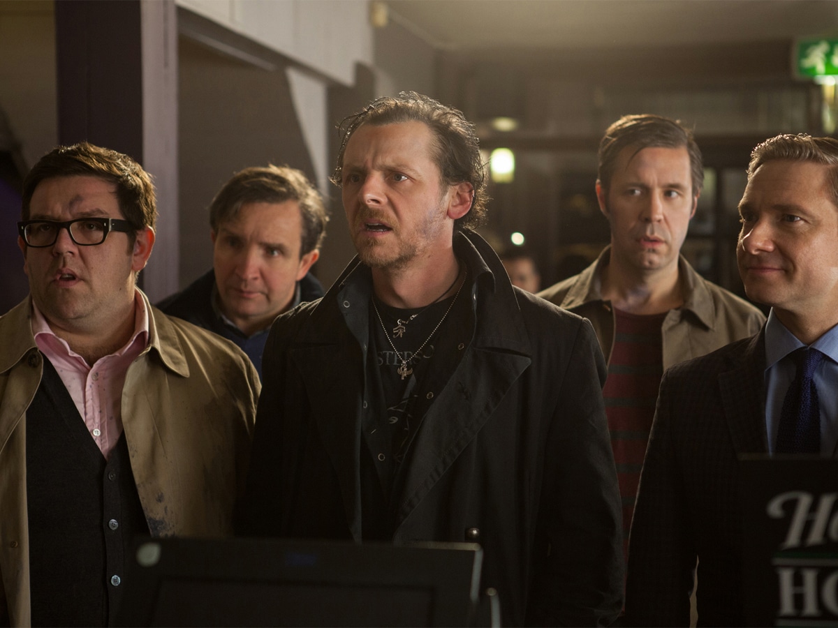 Paddy Considine, Martin Freeman, Nick Frost, Eddie Marsan, and Simon Pegg in ‘The World’s End’