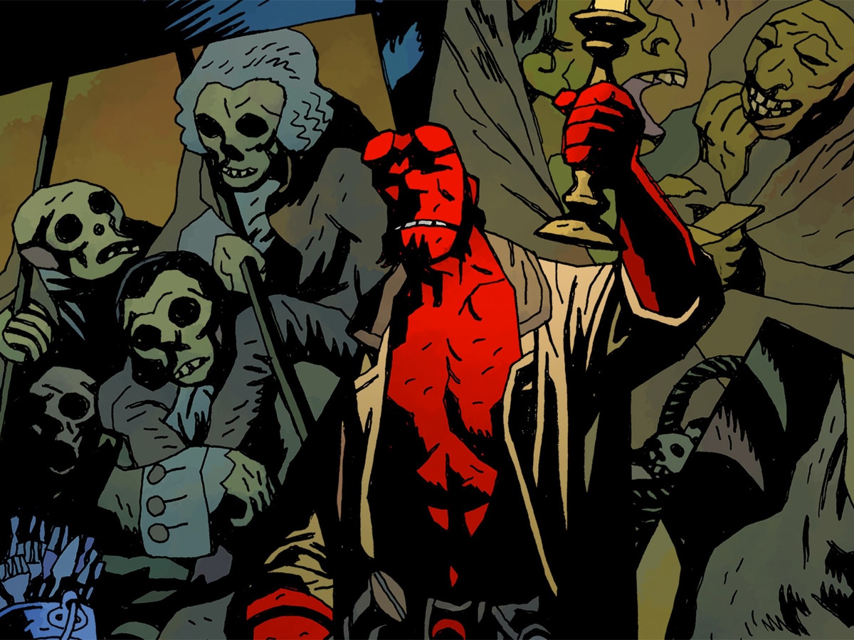 Hellboy holding a candle