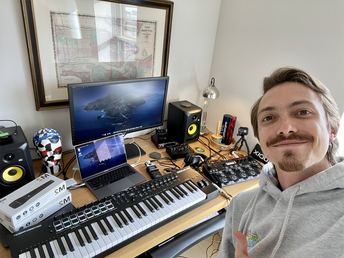 Marc Ribillet in front of his computer/studio setup