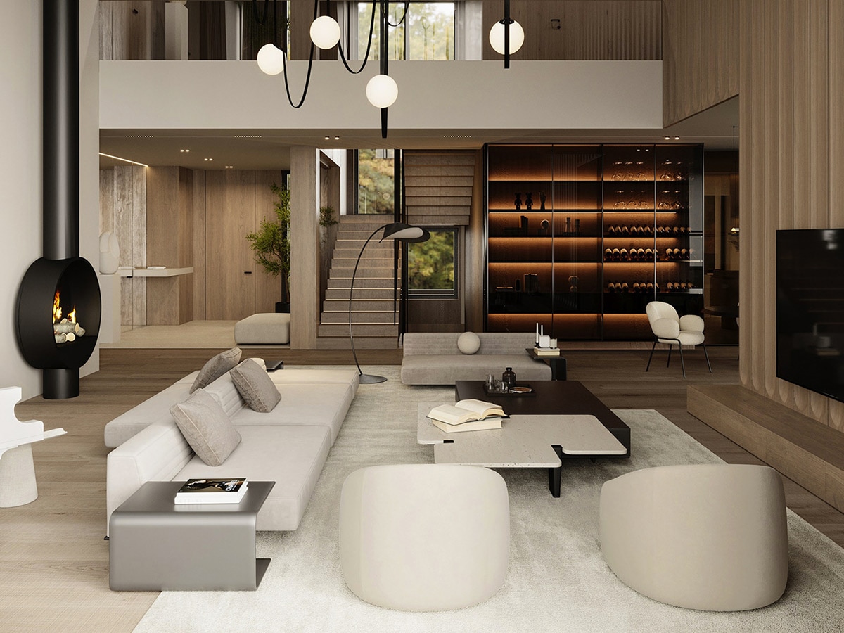 Masculine living room neutral colour scheme interior design
