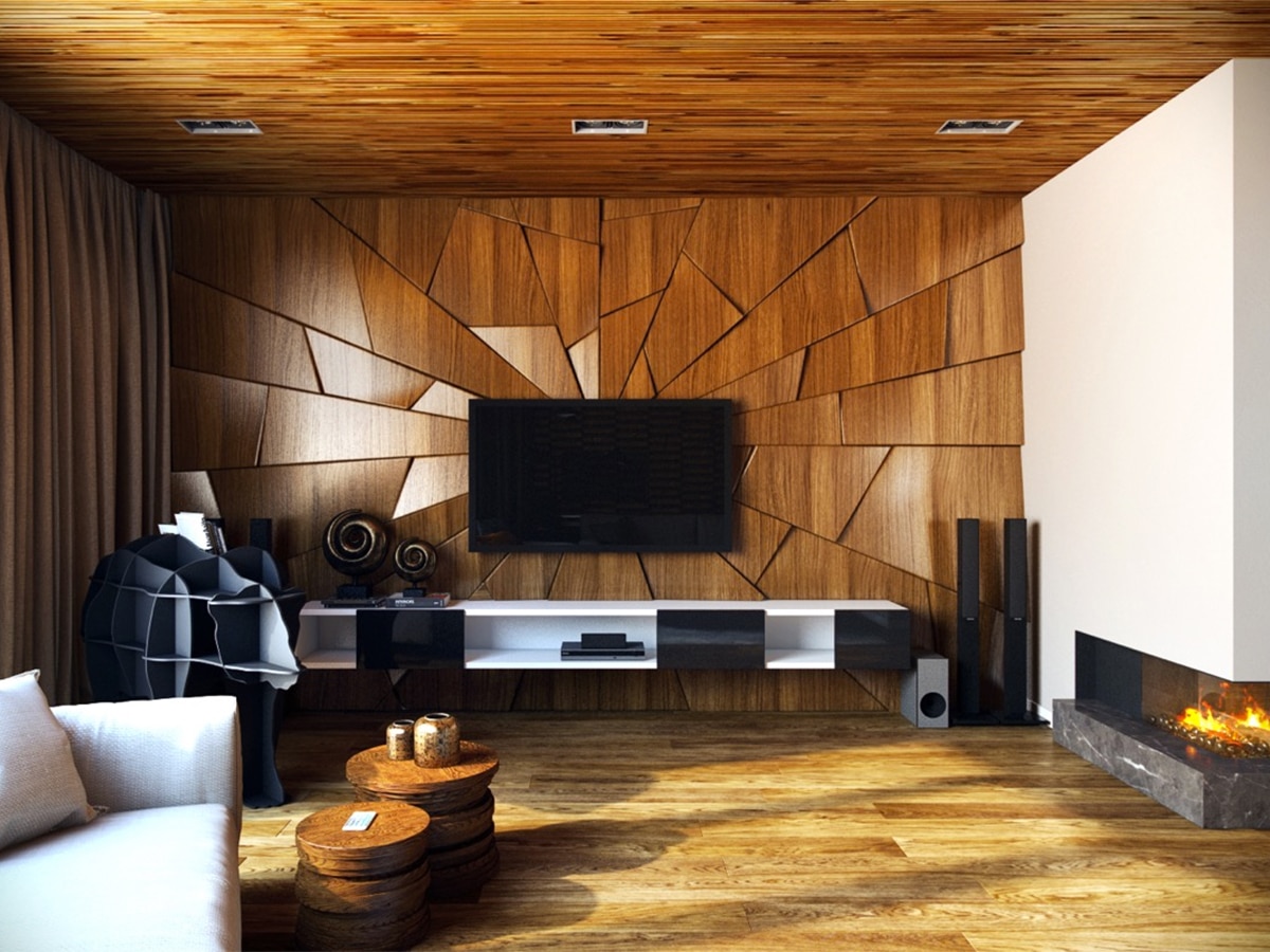 Masculine living room wood colour scheme interior design