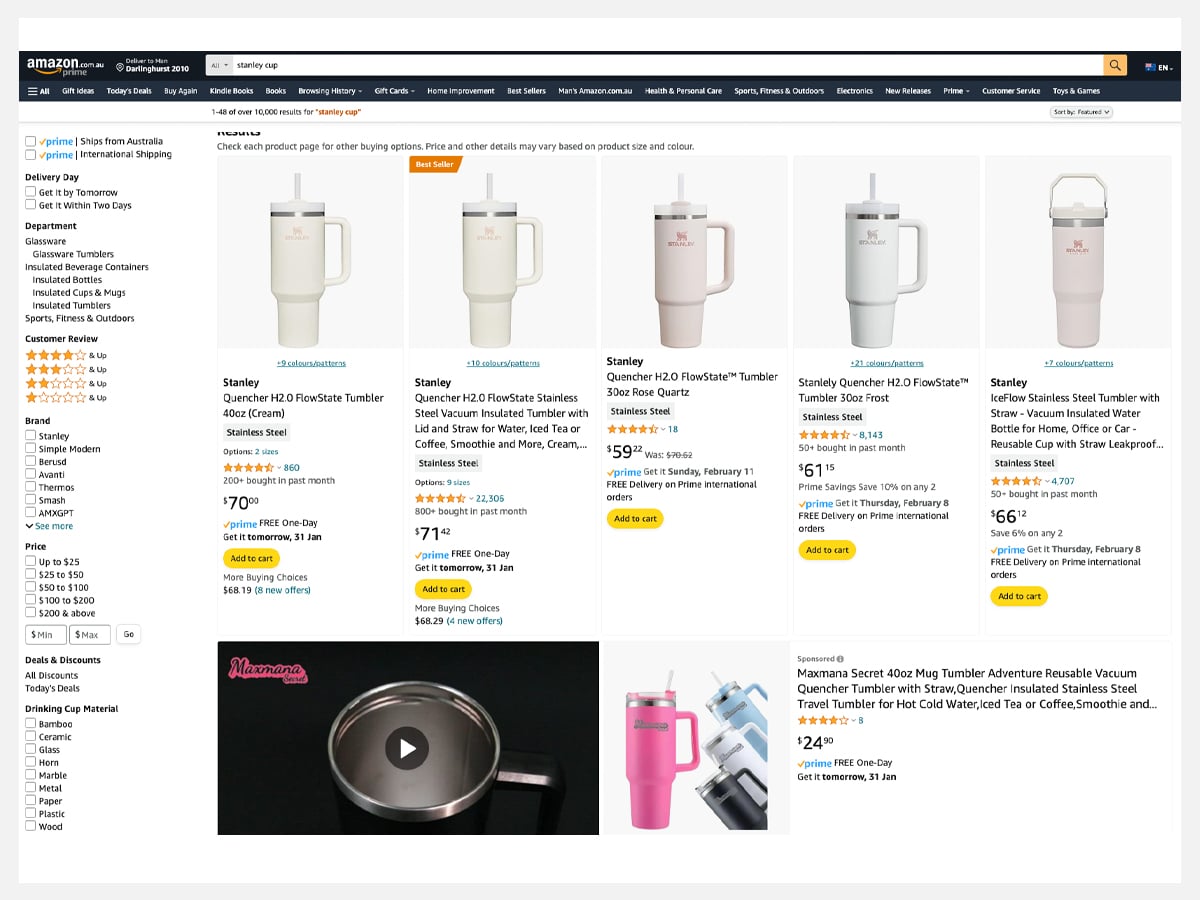 Stanley cups at amazon