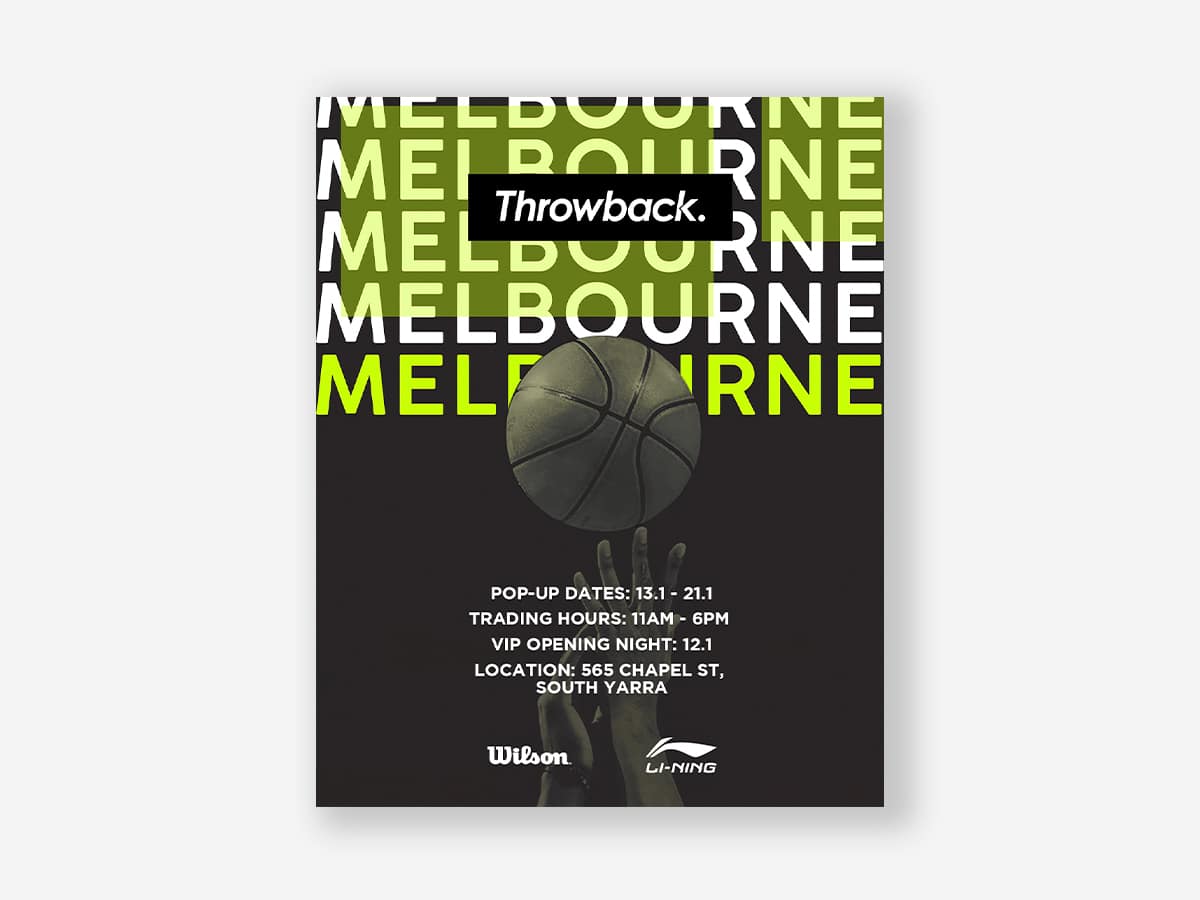 Throwback's Melbourne 'Court sports' pop-up | Image: Supplied