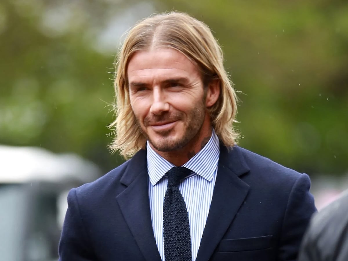 David Beckham with long straight hairstyle