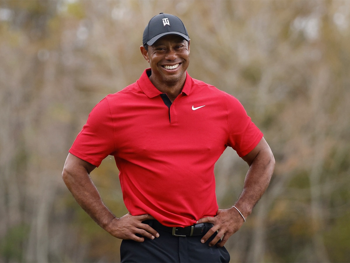 Tiger Woods hands on hips