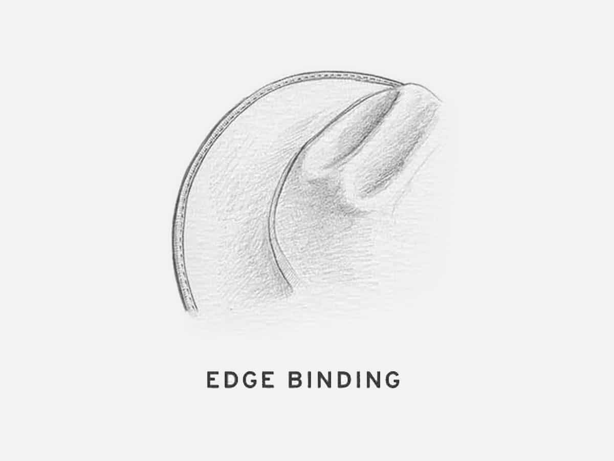 Edge binding of a hat illustration